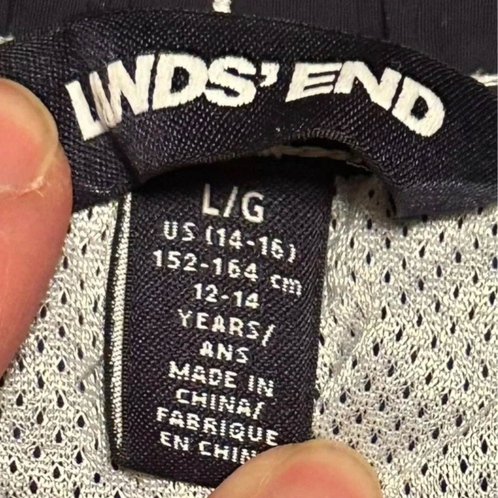 Lands' End Kids Swim Trunks Navy Mesh Lined Cargo‎ Shorts Size L 12–14